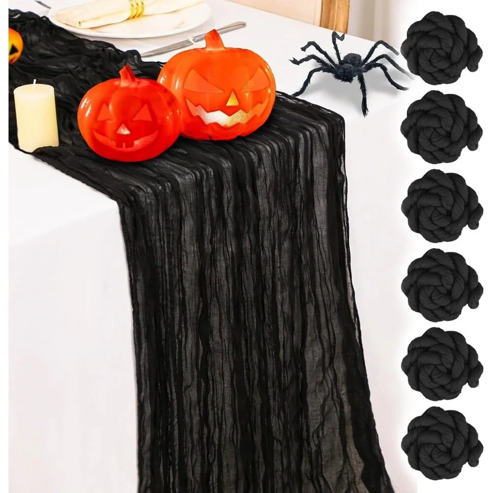6 Pack Halloween Cheesecloth Table Runner 35 x 120 Inches Halloween Runners f...